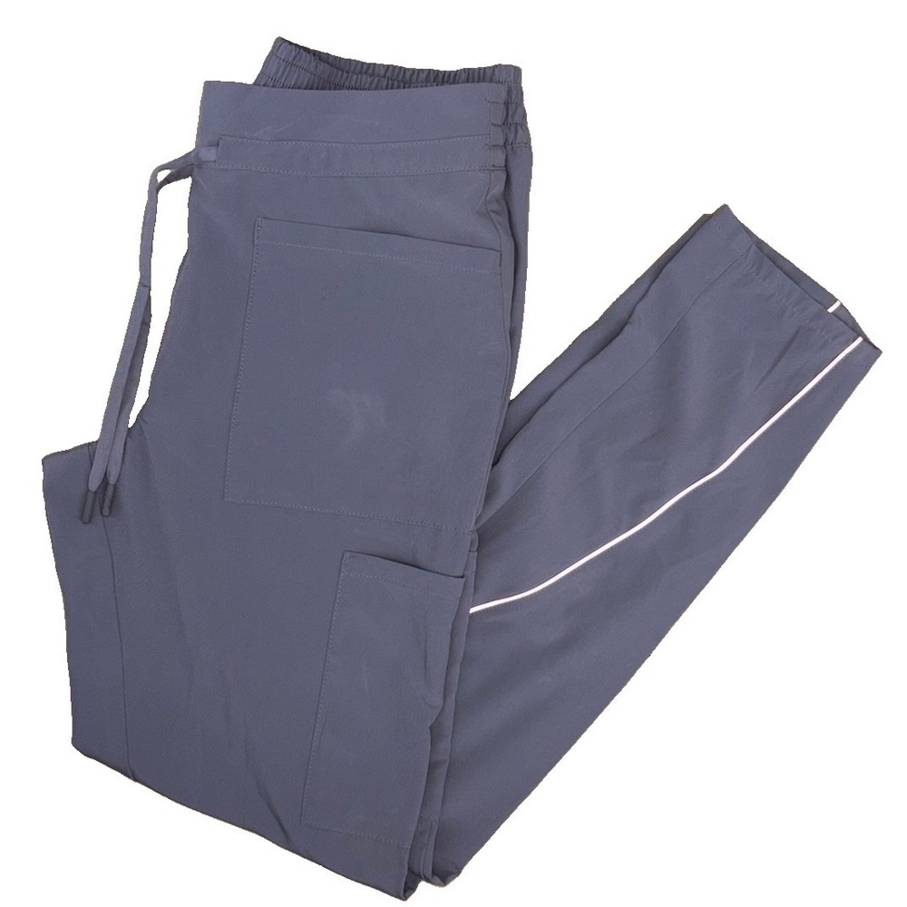 New Jaanuu Women's Drawcord Cargo Scrub Pants Small Gray Stretch
